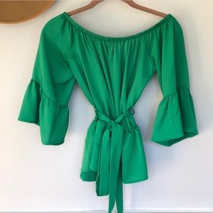 Green off the shoulder top